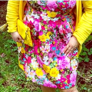 New York & Company XL Pink Floral Strapless Dress